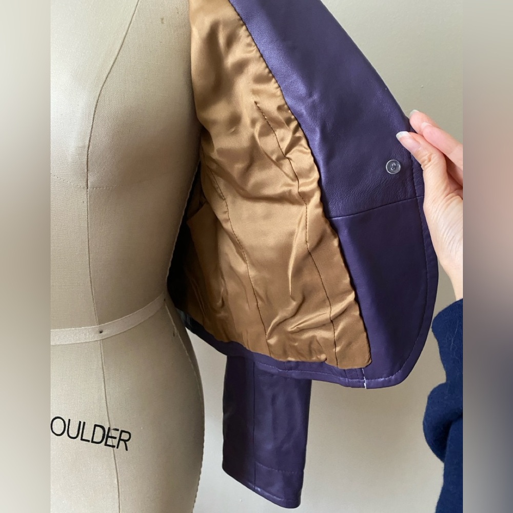 I.E. Purple vintage cropped leather jacket size Small petite - Picture 7 of 8